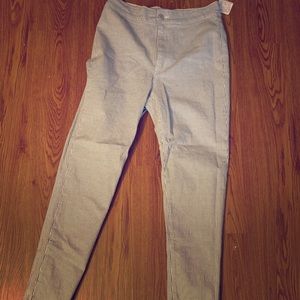 Free people white and blue striped jeggings